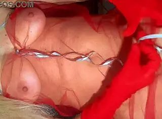 Mature lady masturbates wet hairy pussy on Christmas