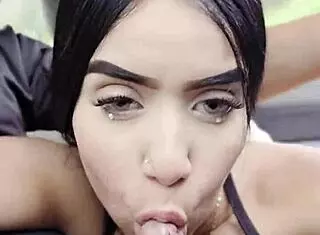 Latina Student Babe Rides POV While Driving Public Road