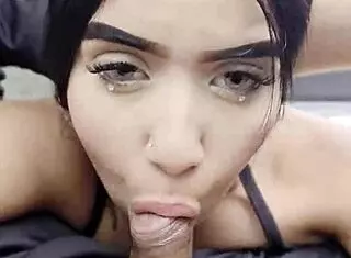 Latina Student Babe Rides POV While Driving Public Road