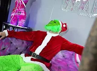 Why is sara blonde having hardcore sex with the grinch this christmas, getting face fucked and spanked?
