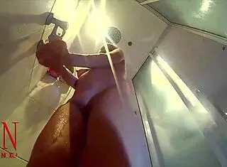 Hidden camera captures young 18+ girl stripping naked in shower room