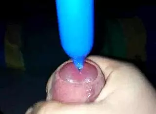 handjob with plugin leads to cumshot in casual setting