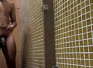 Spying on Brazilian in shower at gym, 'Is that huge dick real?'