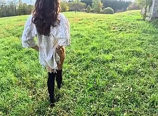 Wanna watch my cameltoe walks in woods for strangers' eyes?