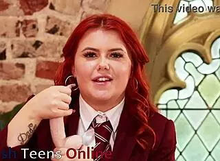 Curly redhead student guides you to cum on her big tits