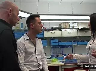 Watch Katya Sikovas get her ass tagged by two hung colleagues?