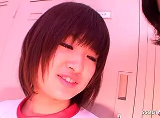 Curvy Japanese virgin sucks classmate hard