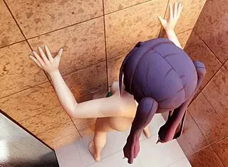 mona pleasures herself with slime dildo in bathroom