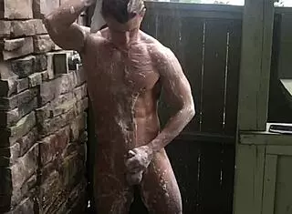 It's shower time for the young pornstar.