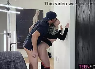 first she needs to get that big dick down her throat before backing that beautiful ass onto it for a deep creampie - aria banks