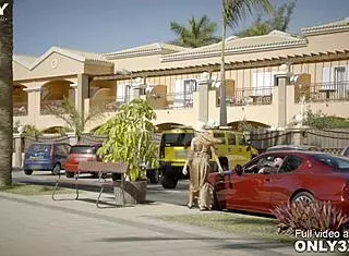 Blonde hottie alyssia kent in outdoor penthouse scene.