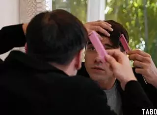 young guy reverse gangbang by five huge boobs blonde milfs