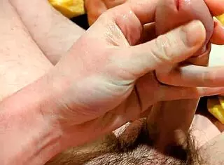 bigdickduder teasing his big wet cock in bed