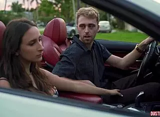 Busty brunette babe sucks monster cock in car and gets bent over fucked!