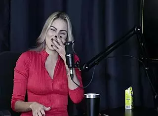 sofie lollipop transsexual in sheer red shows blowjob and more