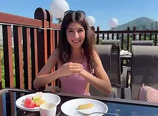 Hot Brunette Surrenders To Rough Passion With Stranger In Hotel Restaurant After Heated Argument