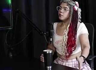 sofie lollipop transsexual in sheer red shows blowjob and more