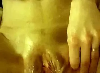 i plays with cum on redhead pussy after gangbang bukkake