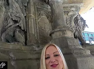 german blonde gives blowjob in public at cologne cathedral