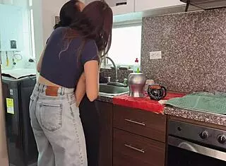 My neighbor loves when I join her for coffee and lesbian fun