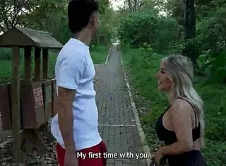 Damn! Banging a stranger in public, cum in mouth, Naty Delgado