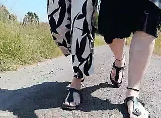 Barefoot Stroll In Nature With Birkenstocks