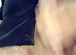 Ansima moans during cum and piss, lover jerks big oiled cock with dirty talk and spit