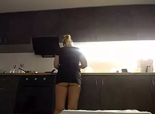 She Cooks While Masturbating In The Kitchen