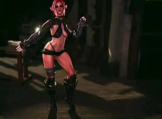i am a naughty elf adventurer posing without panties in the tavern for gold coins