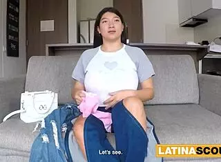 massive tits latina bbw slut gets rough deep throat blowjob in casting.