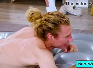 sexy brunette masseuse strips and gives wet nuru massage, but what happens next with michael vegas?