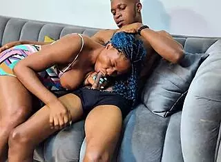 Older Visitor Surprises Beautiful Ebony Roommate!