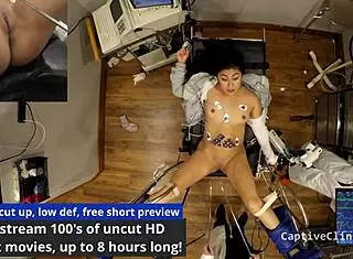 Tanned Jasmine Rose In Handcuffs With Dildo