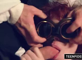 Dirty redhead steampunk slut zoey nixon gets rough creampie in cosplay.