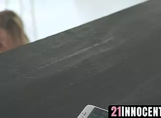 Innocent babe sucks toes in lingerie during bedroom blowjob fetish