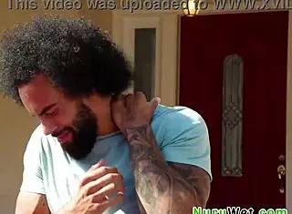 busty masseuse fucks client outdoors?