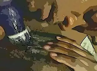 dildo and tongue tag team her wet ebony pussy