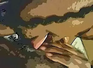 dildo and tongue tag team her wet ebony pussy