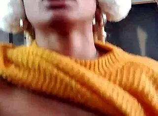 look at this hairy slut jumping on dildo and squirting from juicy pussy.