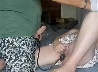 shaking orgasms with this inflatable dildo, watch her moan