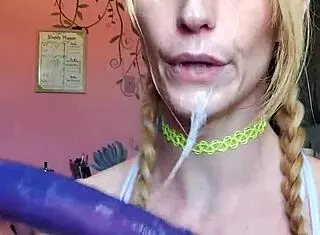 Pretty Babe Vanessa Hastings Gets Messy Spit Face Dildo Deepthroat