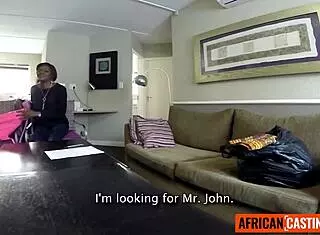 Amateur African slut sloppy sucks big cock in POV to get booked 😏