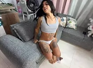 Spending time at home with a friend in crossdressing attire