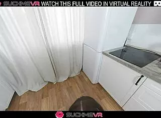 brunette wild frida sucks dick in the kitchen before getting bent over and fucked hard in vr