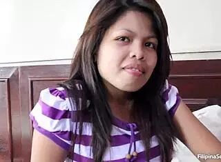 I watch this Asian pinay with hairy pussy get bent over for big cock blowjob