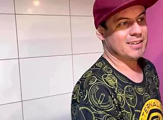 bar with panties hanging from ceiling where milf gets creampie