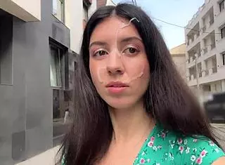 Hottie lost the game and walked on the street - cumwalk