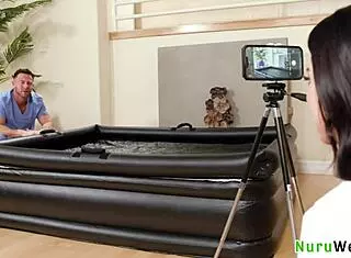 Busty Teen 18+ Brunette Gal Ritchie Gives Wet Nuru Massage to Horny Client Seth Gamble