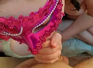 another cute blowjob from masked student!