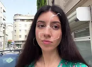 Hottie lost the game and walked on the street - cumwalk